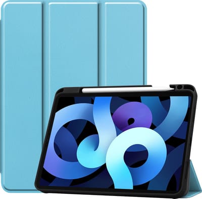 Hoesje - Geschikt voor Apple iPad Air 5 (2022) - 10.9 inch - 5e Generatie - M1 - Dun & Stevig - Trifold Bookcase - Hard Cover Case - Met Uitsparing Geschikt voor Apple Pencil - Hardcover Book - Tablet Hoes - Lichtblauw