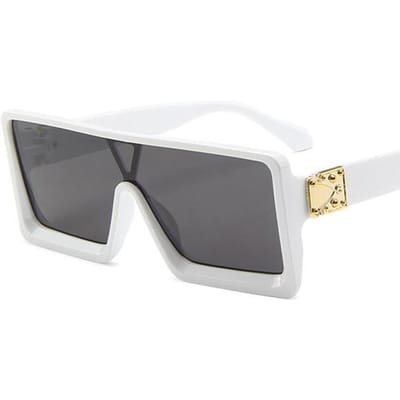Lunettes de soleil carrées surdimensionnées pour femmes et hommes, Vintage, noires et blanches, marque de mode, nuances de luxe, Uv400, nouvelle collection 2022 white