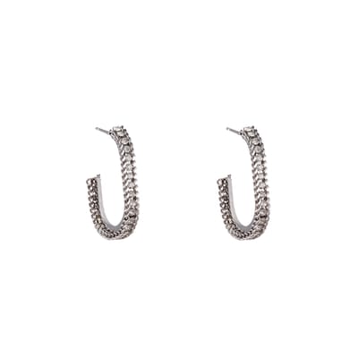 Go Dutch Label Oorknoppen roped sparkle oval Zilver