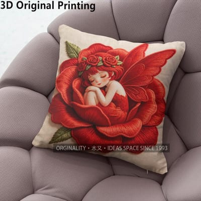 Slapende Rozenfee Decoratieve Sierkussenhoezen Patroon Kussenhoes Geschikt Voor Bank Slaapkamer Auto Kussenhoes 50x50cm