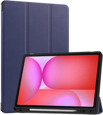 Hoes - Geschikt voor Samsung Galaxy Tab S10 FE Plus - Dun & Stevig - Trifold Bookcase - Hard Cover Case - Met Uitsparing Geschikt voor S Pen - Hardcover Book - Tablet Hoesje - Donkerblauw