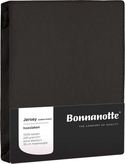 Bonnanotte Hoeslaken Jersey Dubbel Stretch Deep Grey 80x200 t/m 90x220