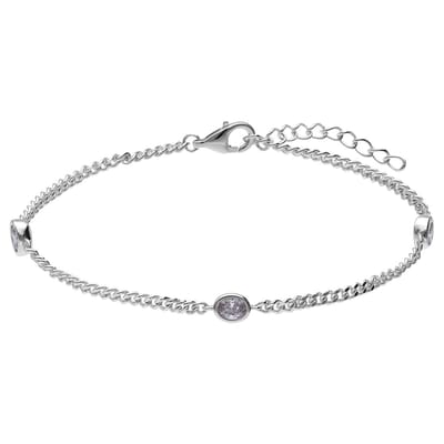 Lucardi - Dames Zilveren armband met zirkonia - Armband - 925 Zilver - Zilverkleurig - 19 cm