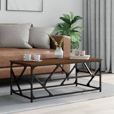 vidaXL - Salontafel - 100x50x40 - cm - bewerkt - hout - bruineiken