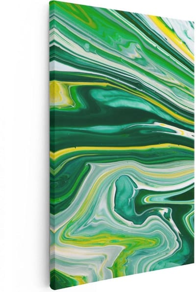 Artaza Canvas Schilderij Abstract Groen - 20x30 cm - Klein - Wanddecoratie Woonkamer - Muurdecoratie Modern - Kamer Accessoires