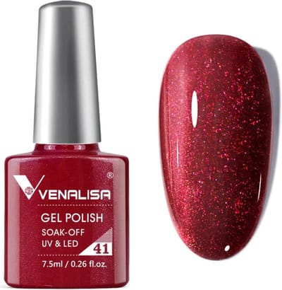 Venalisa Gellak Pearly Red - 7.5 ml - Rode Gellak - Gellak Rood - Gellac Rood - Gellak Glitter - Gellak Rood Glitter - Gellak Red - Gellak Kleuren - Venalisa Gellak - Gellak Nagellak