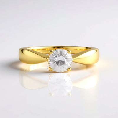Cavill - Zilveren Ring - 925 Sterling Zilver Verguld - 1 014 ct Cambodjaanse Zirkoon Ronde Briljant - Luxe Prong Zetting - Elegante Sieraden