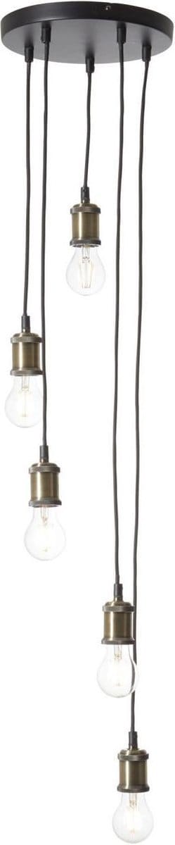 BRILLIANT lamp Ugolin hanglamp 5 flg zwart / antiek geborsteld messing | 5x A60, E27, 40W, geschikt voor standaardlampen (niet inbegrepen) | Schaal A ++ tot E | Kabel kan worden ingekort
