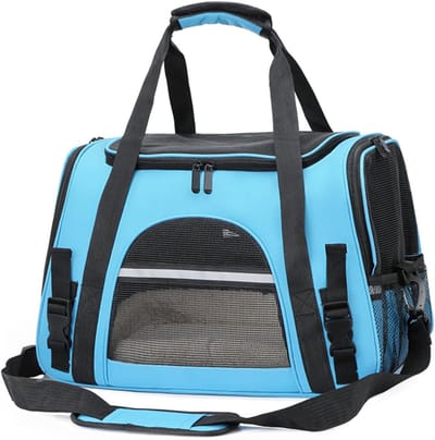 Draagbare Huisdierentas - Reismand Kat Hond - Veilig Vervoer Huisdier - Verstevigd Niet-Vervormbaar - 43x28x25cm - Blauw