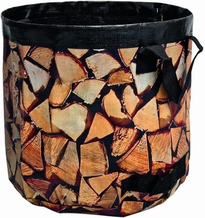 60 liter Brandhoutzak - Ø 45 x 40 cm - tot 40 kg draagkracht - scheurbestendig PP/PE-weefsel - houtdesign - extra robuust
