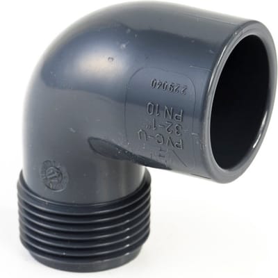 VDL draadknie 90°, pvc, inwendig lijm x buitendraad, 10 bar, 32 mm x ¾" - set 2 stuks