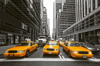 Fotobehang - Yellow Taxi 375x250cm - Vliesbehang