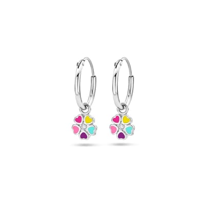 Zilver Gerhodineerd Oorringen Bloem Zirkonia 1337871