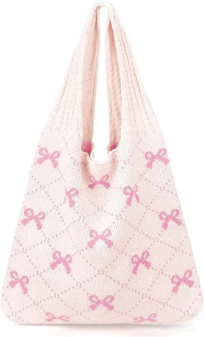 Handgemaakte Gehaakte Schoudertas voor Dames, Geschikt voor Zomer, Werk, Reizen en Winkelen, Roze, Duurzaam en Stijlvol