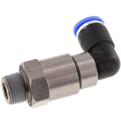 10mm & R3/8'' L-stuk Hoge Snelheid Draaidoorvoer Insteek Buitendraad Vernikkeld Messing/PBT NBR