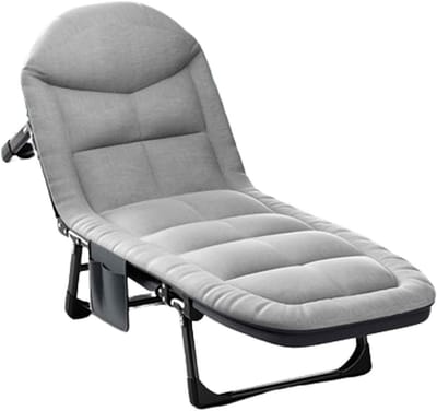 Opvouwbaar Kampeerbed - Slaapbed - Ontspannen Buiten - 6 Standen Verstelbaar - 190x58cm - Lichtgrijs