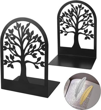 QTTVBTNA - Boekensteunen Metaal Zwart – 1 Stuks Sterke Boekhouders voor Planken, Decoratieve Bookends, Boekhouders voor Thuis, Kantoor en School – Antislip & Duurzaam