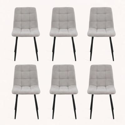 Eetkamerstoel Myleine- set van 6 stuks -Beige Stof - zetelsenbedden Tafel en Stoel