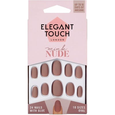 Polished Colour Nails With Glue Oval #mink Nude