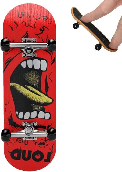 Vingerskateboard - Mini skateboard - Vaardigheden oefenen - Esdoorn board - 12.6 x 5.7 x 4.8 cm - Rood