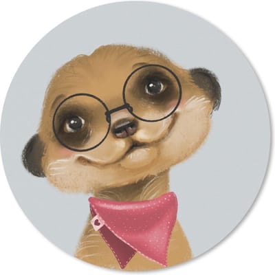 Muismat rond 20x20 cm - Mousepad Stokstaartje - Roze - Kinderen - Ronde muismatten