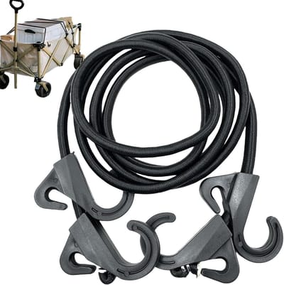Elastisch Koord met Karabijnhaak - Spanband Touw - Lading Zekeren - Dubbele Haak - 2 Meter - Zwart