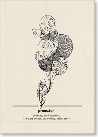 Duurzaam cadeau - Ansichtkaart Proosten - Postkaart feestelijk - Set van 4