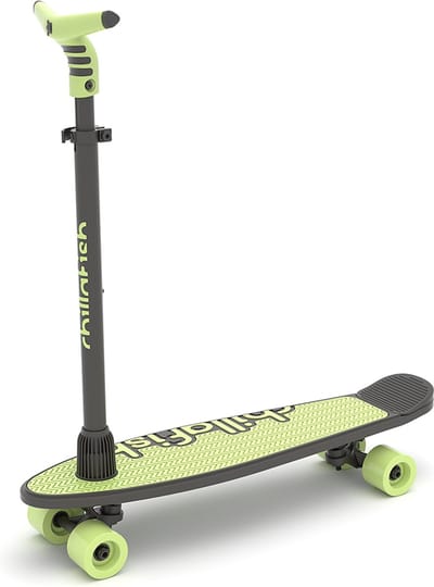 Chillafish Skateboard en Step 2-in-1 - Kinderstep omvormbaar naar Skateboard - Groen - Jongens en meisjes 3 jaar en ouder - Verstelbaar stuur - Model Skatieskootie 2