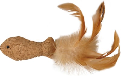 Flamingo Kattenspeelgoed Adamello Vis met Veren - Bruin - 22 x 2 x 9 cm