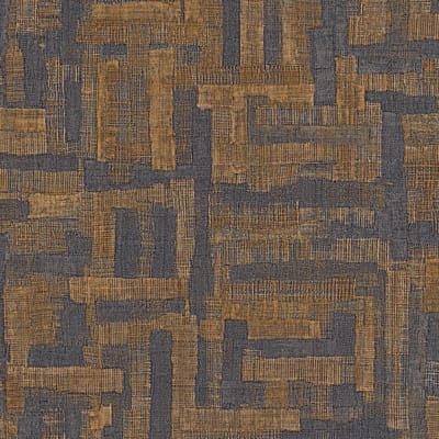 Etnisch behang Profhome 782044-GU vliesbehang hardvinyl warmdruk in reliëf gestructureerd in textiel look mat antraciet zwartgrijs beigebruin 5,33 m2