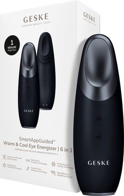 GESKE | SmartAppGuided™ Warm & Cool Eye Energizer | 6 in 1 | Oogmassageapparaat | Apparaat tegen donkere kringen | Traanzakjes en hangende oogleden verwijderen | Elektrische oogmassage