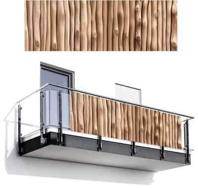 Balkonscherm 300x100 cm - Balkonposter Hout - Stam - Lichtbruin - Balkon scherm decoratie - Balkonschermen - Balkondoek zonnescherm