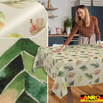 ANRO Tafelkleed Ornamenten Beige 160x100cm Met sierband Afwasbaar Waterafstotend Binnen & Buiten