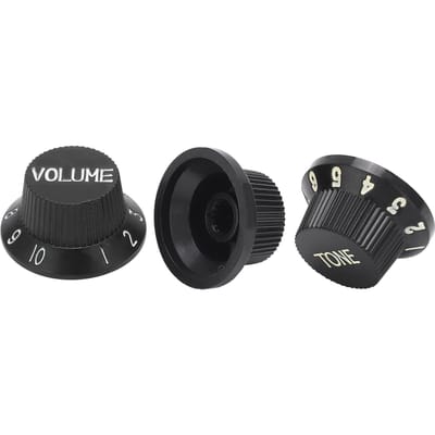 3 stuks Gitaar Bedieningsknop 1 Volume 2 Toon Past Top ABS Set Kit Instrument Accessoire Vervanging Zwart black