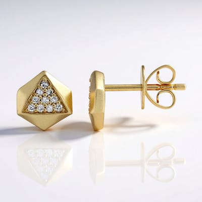Cavill - 375 Geelgouden Oorbellen met 20 I1 H Diamanten - 0,085 ct - Ronde Slijpvorm - Luxe & Elegante Gouden Oorbellen Dames