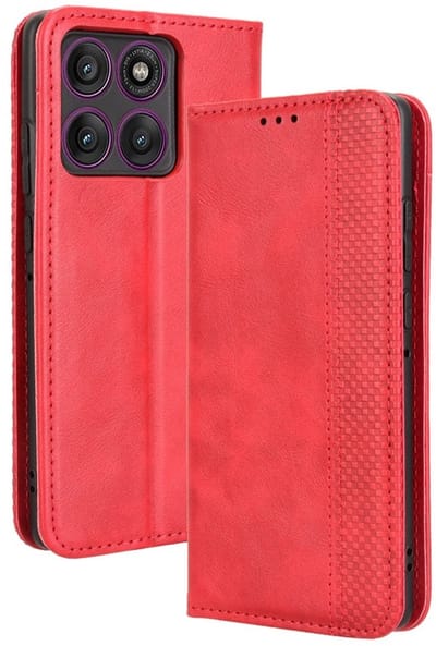 Coverup Hoesje - Geschikt voor Motorola Edge 60 Pro Hoesje - Coverup Vintage Style Book Case - Rood