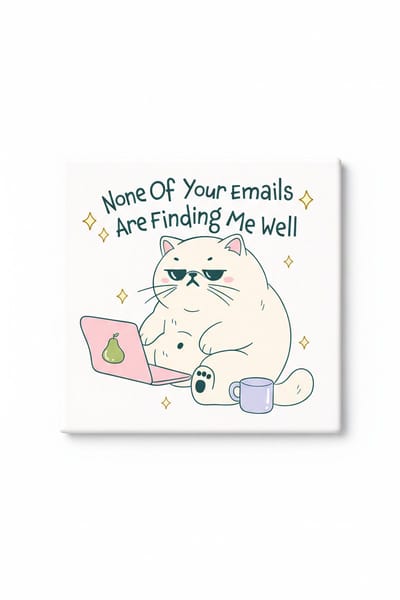 Grappige Kat E-mail Keramische Tegel – “None of Your Emails Are Finding Me Well” Kantoor Humor Cadeau Tegel voor Kattenliefhebbers & Werkplek Decoratie