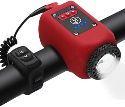 VHV Fietslamp - Fietsverlichting - Fietslicht - Elektrische Fietsclaxon Met Fietsverlichting - 110 Db - 5 Geluidsstanden - Oplaadbare Waterdichte Fietslamp Met Claxon Voor Kinderen En Volwassenen, Mtb- En Racefietsaccessoires - Rood