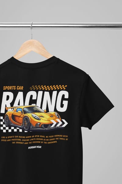 Oversized shirt - Racing - Wurban Wear | T-shirt | Merk kleding | Unisex tshirt | Streetwear | Pump cover | Techno outfit | Merk shirt | Gym shirt | y2k | Techwear | Urban | Grote maten | T-shirt heren | T-shirt dames | Zwart