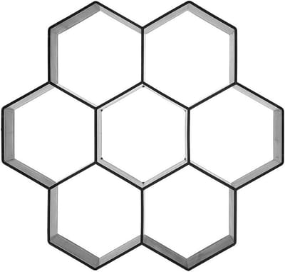 Betonvorm Tuinpad - Bestratingsvorm Steenvorm - Terras Oprit Maken - Zeshoekig Design - 33 x 31 cm - Zwart