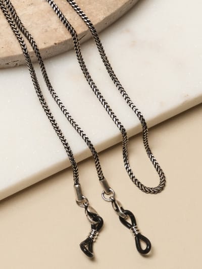 Brillenkoord heren - Zilveren plat gevlochten chain - Hoge kwaliteit - Zonnebrilkoord zilver | SUNNY CORDS