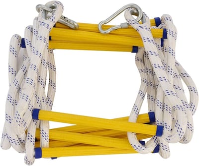 Touwladder Noodgeval - Vluchtladder Klimtouw - Brand evacuatie - Anti-slip treden - 10 meter - Wit
