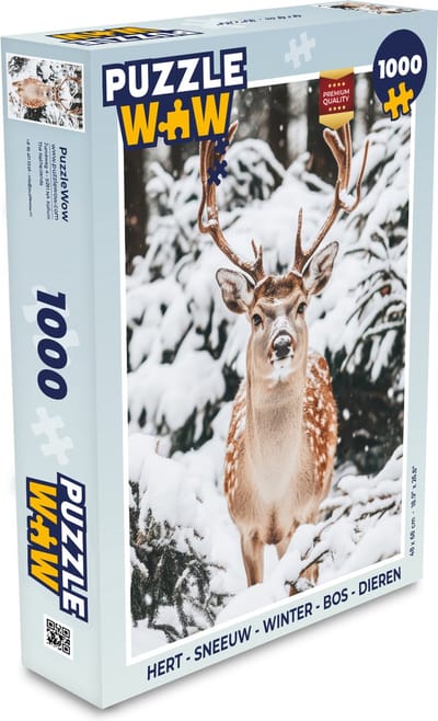 Puzzel Hert - Sneeuw - Winter - Bos - Dieren - Legpuzzel - Puzzel 1000 stukjes volwassenen