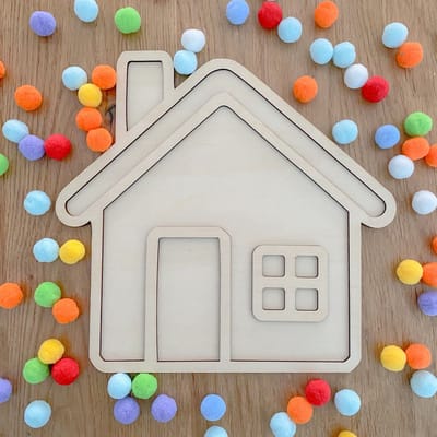 Villa Hip XL Huis vulvorm - 25cm - Hout - Sensorisch speelgoed l Open einde l Vultray - Groot - Wonen