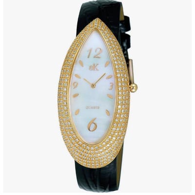 Adee Kaye Collection Poire Accents de Cristaux Cadran Nacre Blanche Quartz AK2527-LG Montre Femme blanc