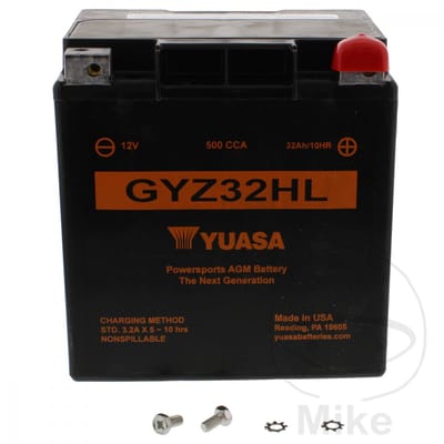 YUASA BATTERY GYZ® 12V 1 LEAD ACID MAINTENANCE FREE REPLACEMENT BLACK