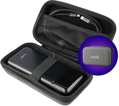 Buddi Sorted Powerbank Hoes - Kabel Organizer Tas - Hoesje - Powerbank Organizer - Harde Schijf Draagtas - Compact - 17x10x4cm - Grijs - Small