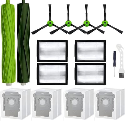 PolkaHome® Vervangingsset geschikt voor iRobot Roomba Combo J7+/J9+/10 Max – 2 hoofdborstels, 4 zijborstels, 4 HEPA-filters, 4 stofzuigerzakken, 1 schroevendraaier, 1 2-in-1 borstel en mesje – accessoires & onderdelen