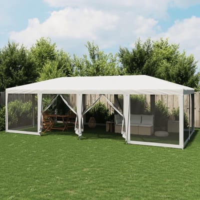 Partytent met zijwanden - Tuinpaviljoen Feesttent - Buitenfeesten Organiseren - Twaalf Insectenwanden - 8 x 4 meter - Wit