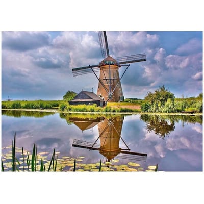 Muurkunst acryl volledige boor landschap windmolen DIY diamant handgemaakte kruissteek nachtkastje achtergrond 20X30CM brown
